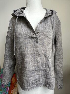 Vintage ‘Studio Ease Petite’ Linen Hooded Pullover